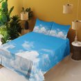 thumbnail image 3 of Landscape Sheet Set, Vast Cloudy Sky Scenics Windy Weather Calming View Panoramic Scenery Picture, Fitted and Flat Sheet with Pillowcases Bedding Accent 4 Piece Set, Calking, Blue White, by Ambesonne, 3 of 5