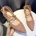 thumbnail image 6 of IEMIEMIEM Women's 2026 Suede Ankle Strap Low Block Heel Pumps Closed Pointed Toe Mary Janes Strappy Wedding Party Office Dress Shoes Pink 7 Wide, 6 of 8