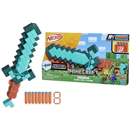 Nerf Minecraft Sword Dart Blaster, 8 Nerf N1 Darts, Ages 8 
