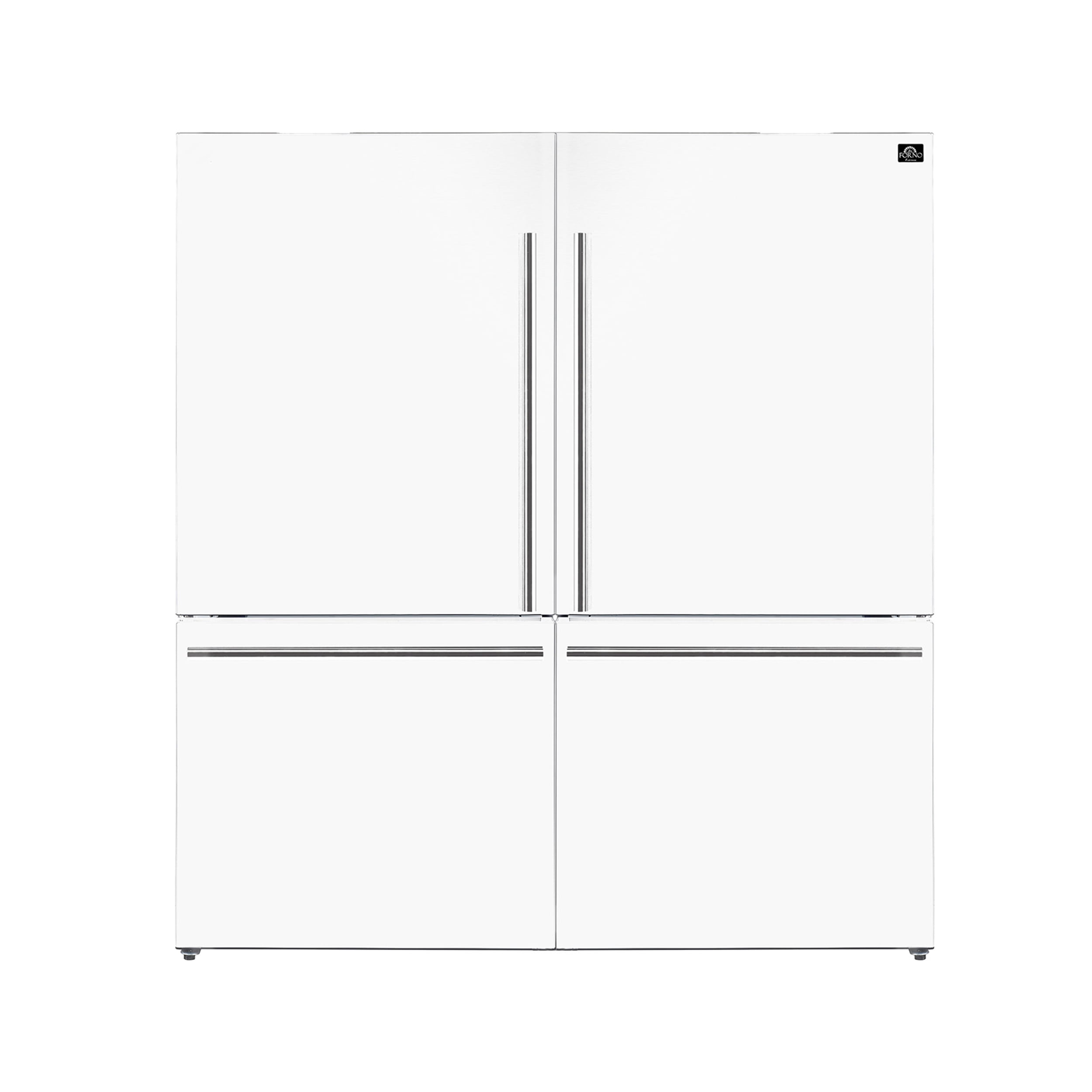 Forno Milano 2-Piece 62-Inch Freestanding Dual Bottom Freezer Refrigerator, White â€“ 34.4 cu.ft, Touch Control, Ice Maker