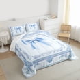 thumbnail image 3 of Feelyou Teens Princess Bow-tie Full Size Comforter Sets, Vintage Blue Damask Floral Bedding Comforter Set, Fairy Tale Bowknot Reversible Bedding Sets, Ultra Soft Bedroom Decor, 3 Pieces, 3 of 8