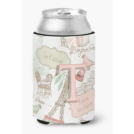 

Letter T Love in Paris Pink Can or Bottle Hugger
