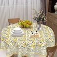 thumbnail image 3 of Yellow Floral Tablecloth Round 60 Inch Spring Summer Yellow Table Cloth Boho Vintage Flower Decorative Outdoor Table Cover for Dining Room Kitchen Holiday Party Picnic Home Decor, 3 of 6