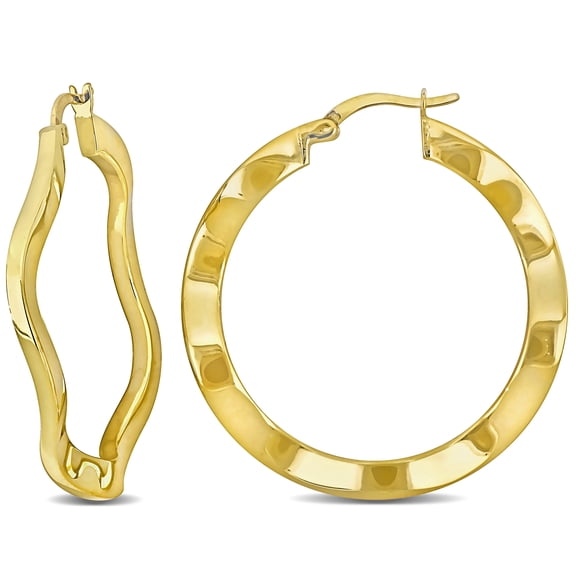 Everly Women's 38mm Yellow Plated Sterling Silver Wave Hoop Earrings