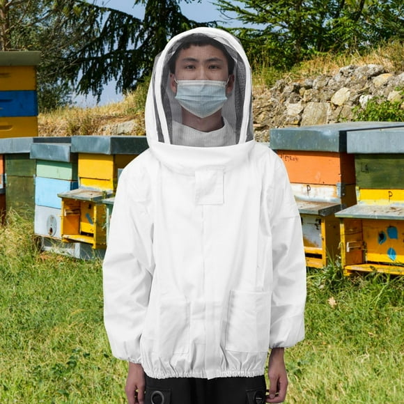 Soft Texture Beekeeping Clothing, Foldable Beekeeping Jacket, Beekeeper Supplies For Beekeeping Work Anti-mite Outdoor Fishing Anti- White