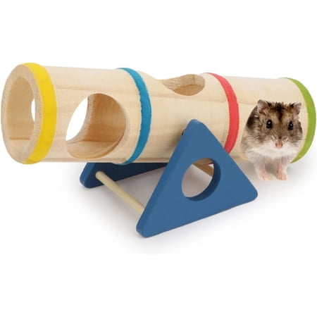 Hamster Wooden Seesaw Tunnel Toy Funny Gym Playground Exercise House for Dwarf Hamster Small Pets (Seesaw Tunnel)