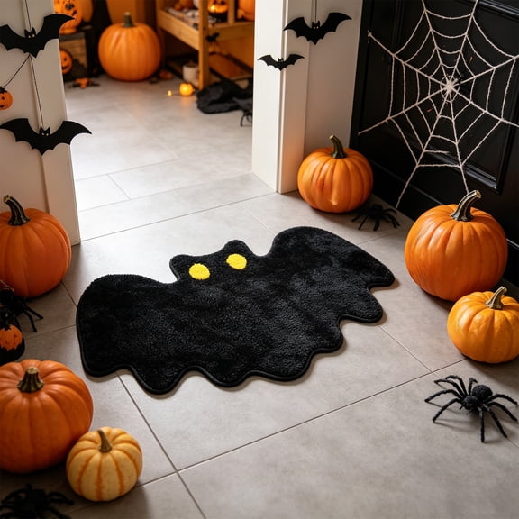 Door Mat for Front Door Kitchen Bedroom Washable Bathroom Rug Black Rug 23.6x15.7 inch Halloween Doormat Soft Cozy Rug with Spooky Front Door Porch Door Space for During Halloween Parties Events