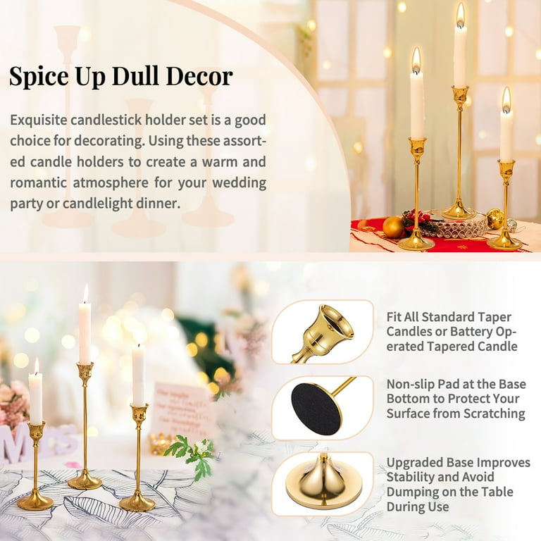 Nuptio Brass Gold Candlestick Holders, Set of 30 photo 2