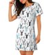 thumbnail image 2 of Fotbe Winter Art Blue and Black Moose Bata de Dormir para Mujer con Estampado, Camisón de Algodón de Manga Corta, Ropa de Dormir Casual, 2 of 6