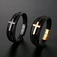 thumbnail image 5 of SIEYIO Stainless Steel for Cross Bracelet Bangle for Men Gold Silver Black Band, 5 of 12