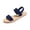Blue, variant on Dual Strap Elastic Back Sandals, Woven Sole Summer Shoes, Women Casual Beach Footwear, Women’S Flat Sandals Open Toe Elastic Ankle Strap Slip On Comfy Low Wedge Sandals, Blue 5.5
