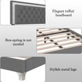 thumbnail image 4 of MODERNLUXE Queen Size Upholstered Platform Bed Frame,Modern Velvet Bed with LED Lights and Tufted Headboard,Gray, 4 of 7