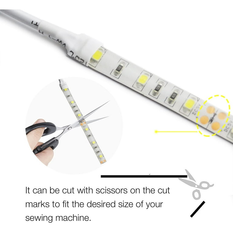 Sewing Machine Light,LED Lighting Strip Kit Cold White 6500K with Touch Dimmer and USB Power,Fits All Sewing Machines(Plastic Blister Packaging)