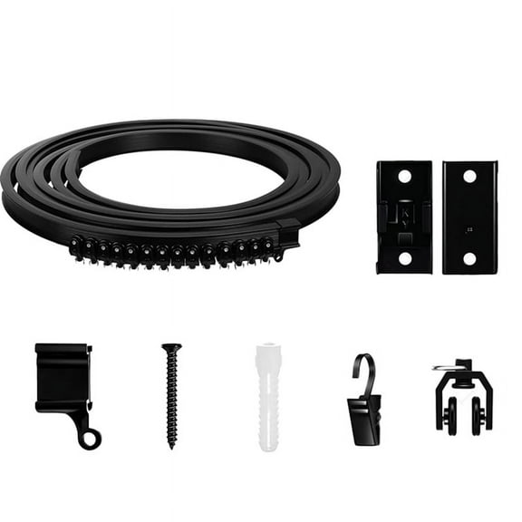 Flexible Bendable Curtain Track, Ceiling Wall Mounted, Black Curved Heavy Duty RV Sliding Curtain Track 5Meter