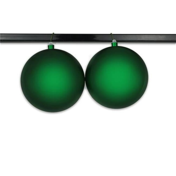 Queens of Christmas ORN-BLKM-200-GR-2PK 8 in. Matte Ball Ornament with Wire & UV Coated, Green - Pack of 2