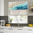 thumbnail image 4 of 2 Pack Valances for Window, Teal Ombre Ocean Short Curtains for Kitchen Bedroom Living Room, Summer Beach Coastal Waves Gradient Rod Pocket Small Window Treatment Valance Drapes 54 x 18 Inch, 4 of 8