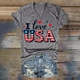 thumbnail image 2 of HEILAU 4th of July Shirts for Women Plus Size Independence Day American Flag Graphic Tees Casual Printing Short Sleeves V Neck Loose T Shirt Blouse Tops Patriotic T Shirts, 2 of 3