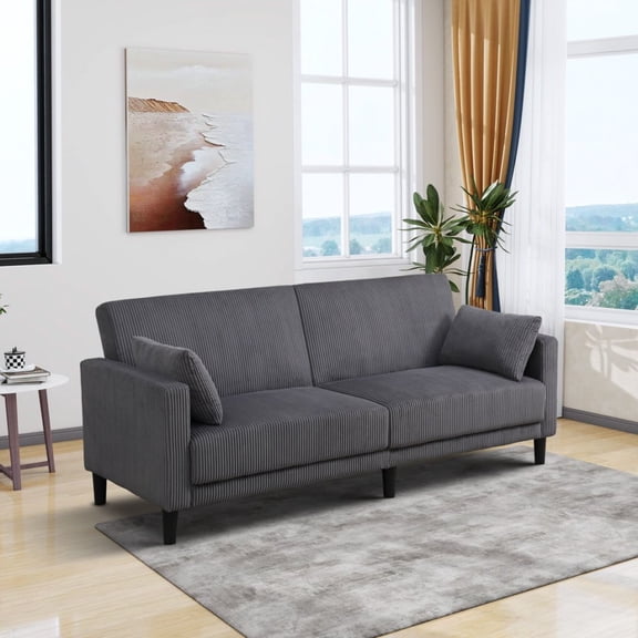 Dark Grey Corduroy Living Room 1-Piece Sofa Bed