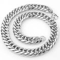 thumbnail image 3 of 9-20mm Silver Stainless Steel Curb Cuban Link Chain Necklace Jewelry for Men, 3 of 8