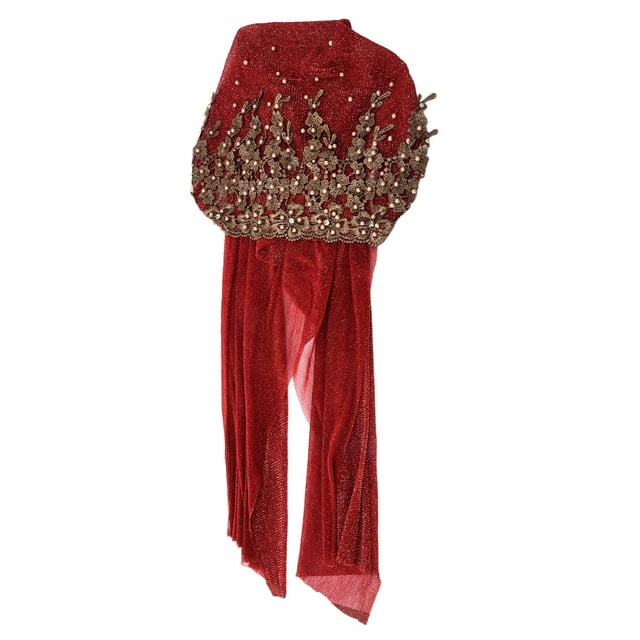 LHCER Turban Mode Unique Femme Rétractable Rétro Perlé Bandage Musulman Longue Foulard Chapeau, Châles pour Cheveux, Turban