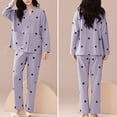 thumbnail image 4 of zaveiop Womens Cotton Gauze Pajama Set Floral Print 2 Piece Pj Set Long Sleeve Fall Sleepwear Cute Pj Sets (Purple, L), 4 of 4