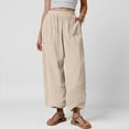 thumbnail image 6 of UngA Baggy Sweatpants Women Women High Waist Casual Pants Elastic Wide Leg Summer Beach Palazzo Trousers with Pockets Lightweight Comfy Beige,XL, 6 of 6
