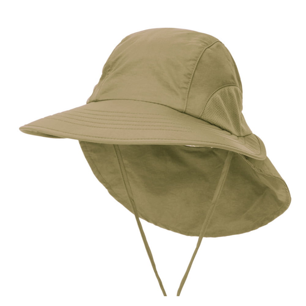 Men Women NEW Sun Protection Cap Wide Brim Bucket Fishing Hat With Neck Flap EAX 