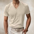 thumbnail image 2 of JTieacloth Shirts for Tall Men Men's Corduroy Fabric V Neck Short Sleeve Short Sleeve Loose Casual Men's T Shirt, 2 of 6