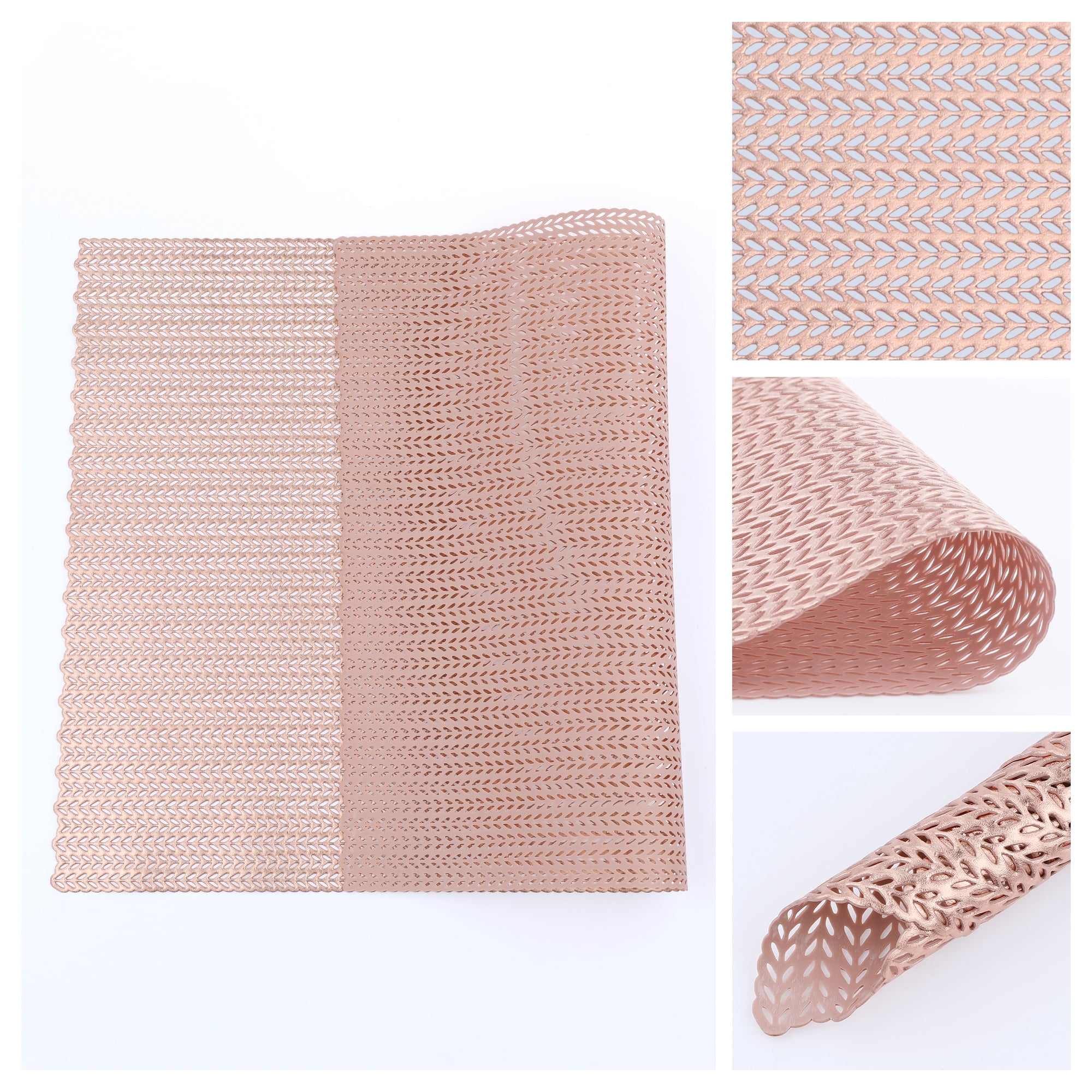 Unique Bargains Farmhouse Placemats Set of 8 for Dining Table Decor Rose Gold 18x12in