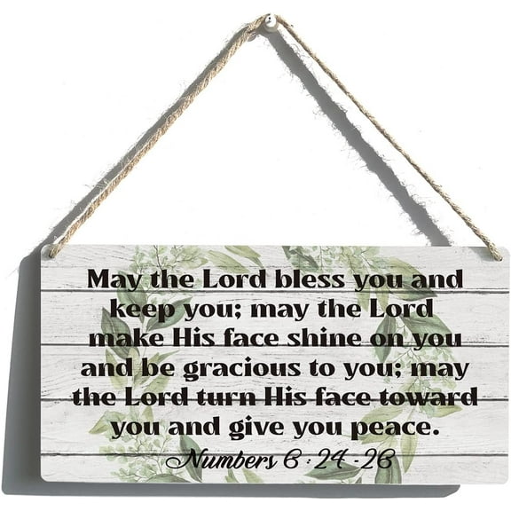 Wood Sign 5x10 Inch Inspirational Bible Gift Signs May The Lord Bless You And Keep You Wooden Hanging Sign Religious Scripture Art Wall Home Decoration Gift For Women Men