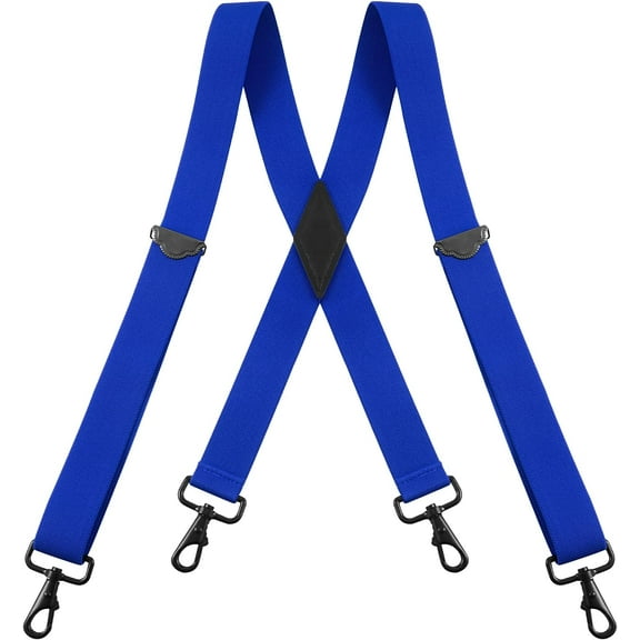 Suspenders for Men - 48" Adjustable Straps 1 1/4" - X Back with Black Hooks