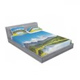 thumbnail image 3 of Landscape Bedding Set with Sheet & Covers, Mountain Woodland Forest and Lake in Sunny Cloudy Sky Summer Nature, Printed Bedroom Decor 2 Shams, 4 Sizes, Green Blue White, by Ambesonne, 3 of 3