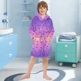 thumbnail image 5 of FORMRS Niños Bathrobe Unisex Hooded Robe Soft Plush Pajamas Sleepwear, Size 10-12T, Pixel Love, 5 of 7