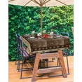 thumbnail image 3 of Outdoor Tablecloth with Umbrella Hole for Patio/Picnic/Party/Camping, Texas Star Brown Waterproof Table Cloth Rectangle Table Cover Washable, Farmhouse Vintage Wood Grain 52"x 70", 3 of 7