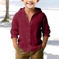 thumbnail image 2 of Splozh Chemise Boutonnée Garçon Été Basique Décontractée à Manches Longues Chandails Garçon Chemise Boutonnée Garçon Chemise à Col, Rouge Brique, 8-9 Ans, 2 of 4