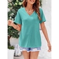 thumbnail image 5 of Womens V Neck TShirts Short Sleeve Loose Casual Summer Tops with Pocket, 5 of 6