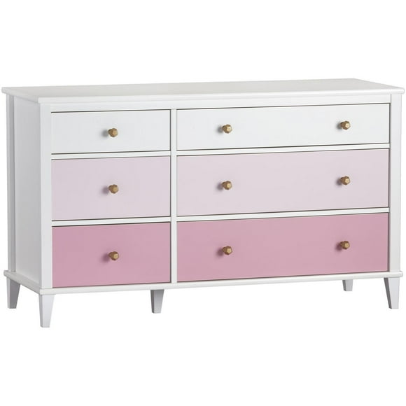 Little Seeds Monarch Hill Poppy White 6 Drawer Dresser, Grey Drawers
