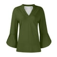 thumbnail image 4 of Hvyesh Women's Work Blouses Ruffle 3/4 Sleeve Dressy Top V Neck Casual Chiffon Tunic Blouses Business Shirts, 4 of 6
