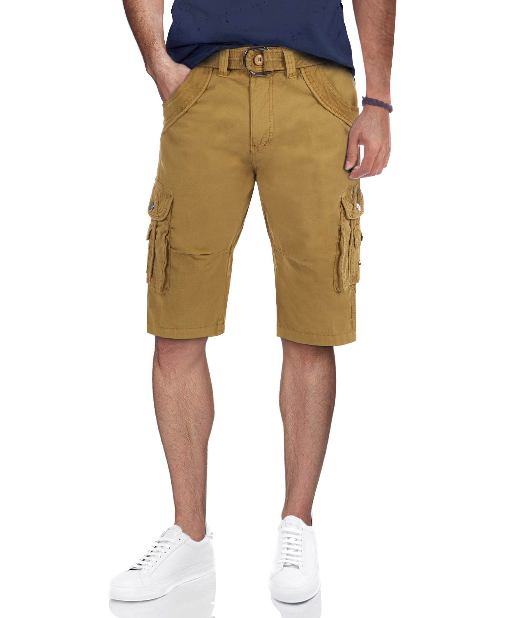 Mens Tactical Bermuda Cargo Shorts Camo and Solid Colors 12.5 Long Inseam Knee Length Classic Fit Multi Pocket