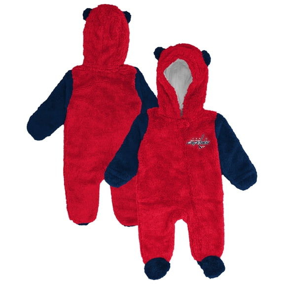 Infant & Newborn Outerstuff Red Washington Capitals Stay Napping Fleece Bunting Full-Zip Hooded Sleeper
