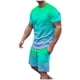 thumbnail image 1 of Mens Pantalones Casuales Cuello Redondo Impresión de Manga Corta Blusa Y Pantalones Cortos Traje, Pantalones de Traje para Hombres, 1 of 5