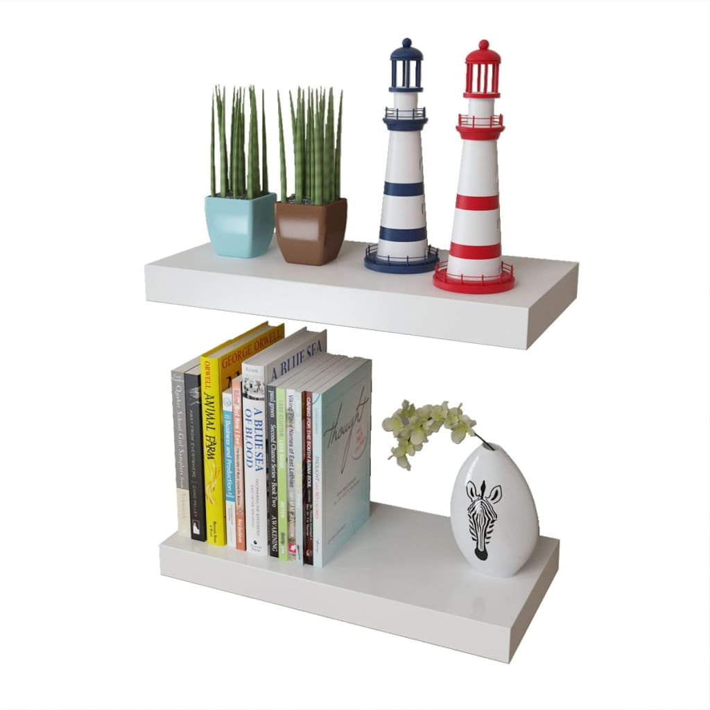 Kepooman 4pcs 15.7" Hanging Wall Shelves Decoration for Home Ofiice, White Kepooman 4pcs 15.7" Hanging Wall Shelves Decoration for Home Ofiice, White