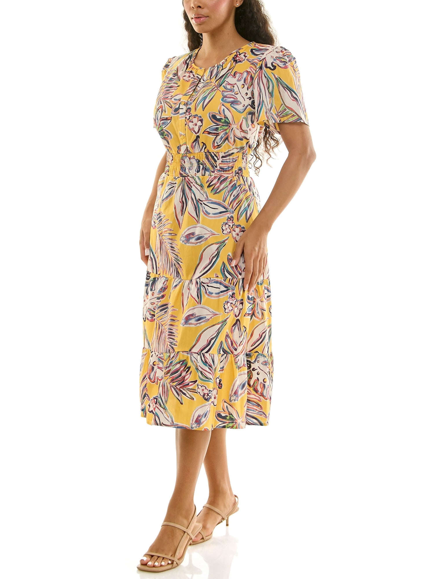 Split Neck Tiered Maxi Dress