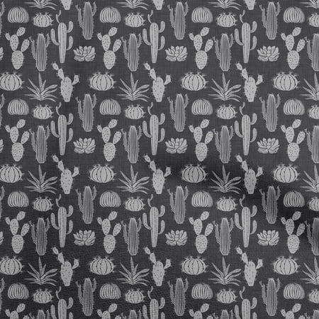 oneOone Cotton Cambric Black Fabric Cactus Dress Material Fabric Print Fabric By The Yard 56 Inch Wide