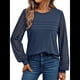 thumbnail image 3 of Camisas de Larga para Mujer, Blusas Elegantes e Informales de Encaje, Conjuntos de Otoño 2025, Camisetas y Ropa de Trabajo. Azul Marino L, 3 of 8
