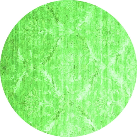 Ahgly Company Indoor Round Abstract Green Contemporary Area Rugs, 3' Round
