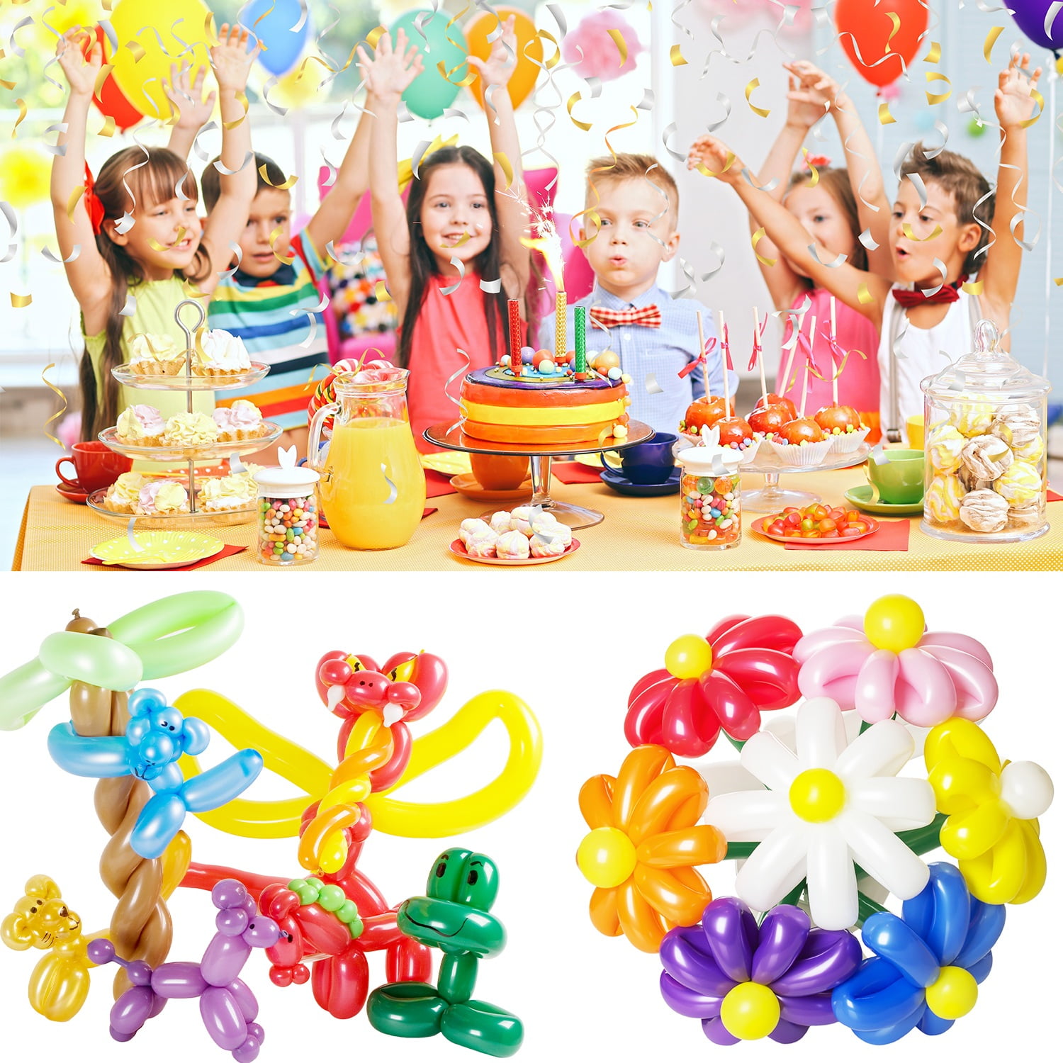 Clownatex 260 Long Twisting Blush Balloons (100 pcs) for Balloon Animals, Latex Twisting Animal Shape Modeling Long Magic Balloons for Kids Party, Clowns, Birthdays, Weddings