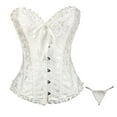 thumbnail image 2 of Corset Tops for Women, White Corset Satin Floral Boned Overbust Body Shaper Bustier Waist Push Up Shapewear Lingerie (6XL), 2 of 7