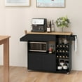 thumbnail image 2 of Gymax Kitchen Island Cart w/ Drop-Leaf & Power Outlet Microwave Shelf Wine Rack Drawer Black, 2 of 10