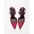 thumbnail image 4 of On feet& in love Red wine Satin Slingback High Heels for Women, Pointed Toe Adjustable Buckle Stiletto Pumps, Elegant Bridal Wedding Shoes for Party Formal Events, 4 of 6